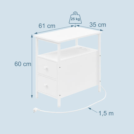 Side Table with USB Ports and Power Outlets