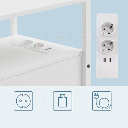 Side Table with USB Ports and Power Outlets
