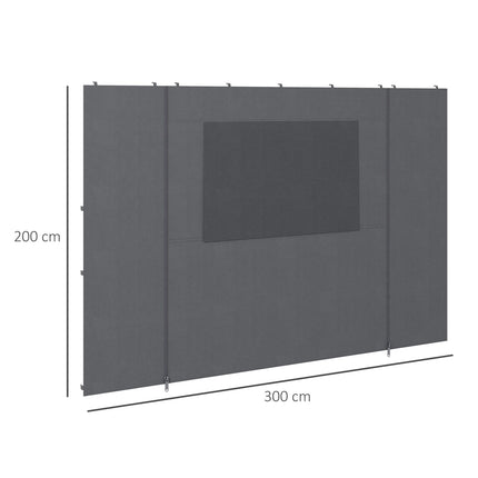 Gazebo side walls, mesh window, dark grey, 2.95x2.95M