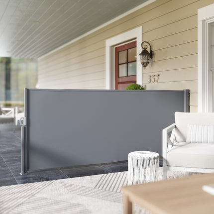 Dark gray extendable side awning, 300x140cm Privacy Screen