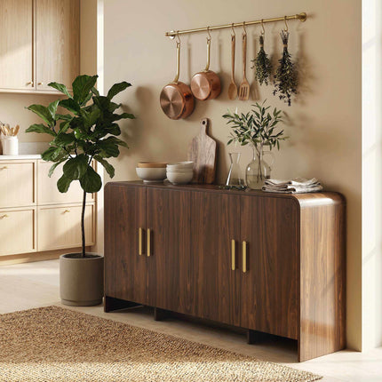 Sideboard Buffet 152 cm, Soft-Close Doors, Walnut Finish