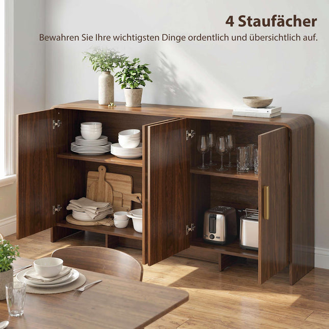 Sideboard Buffet 152 cm, Soft-Close Doors, Walnut Finish