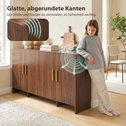 Sideboard Buffet 152 cm, Soft-Close Doors, Walnut Finish