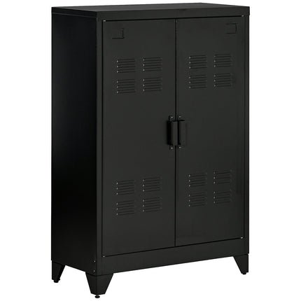 Black ribbed sideboards with shelves, 75x33x110 cm