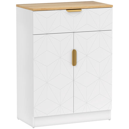 Sideboard Storage Cabinet With Drawer, Adjustable Shelf, White