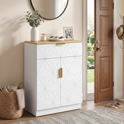 Sideboard Storage Cabinet With Drawer, Adjustable Shelf, White