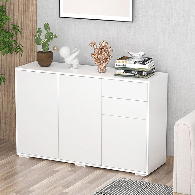 White sideboard chest of drawers with 2 drawers & 3 doors