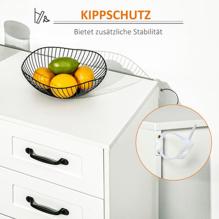 White sideboard - 4 drawers & adjustable shelf