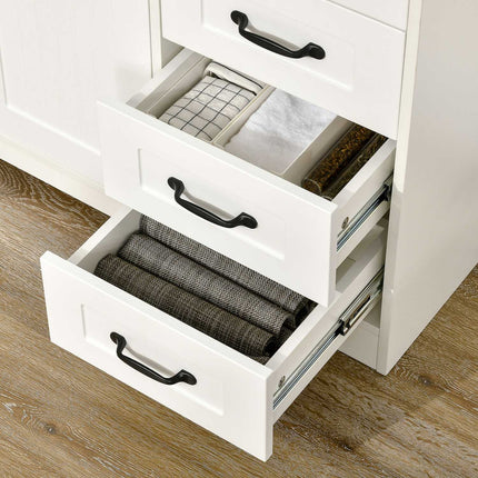 White sideboard - 4 drawers & adjustable shelf