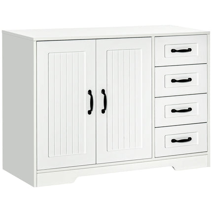 White sideboard - 4 drawers & adjustable shelf