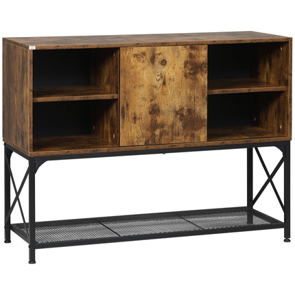 Rustic brown sideboard, 6 shelves, industrial design