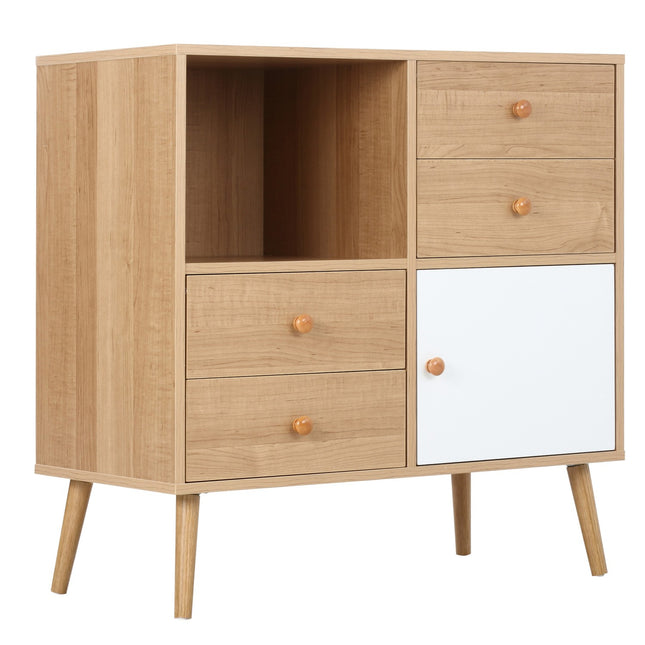 Sideboard with open compartments, Scandi Design, Natural white