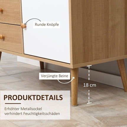 Sideboard with open compartments, Scandi Design, Natural white
