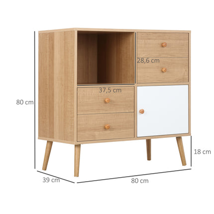 Sideboard with open compartments, Scandi Design, Natural white