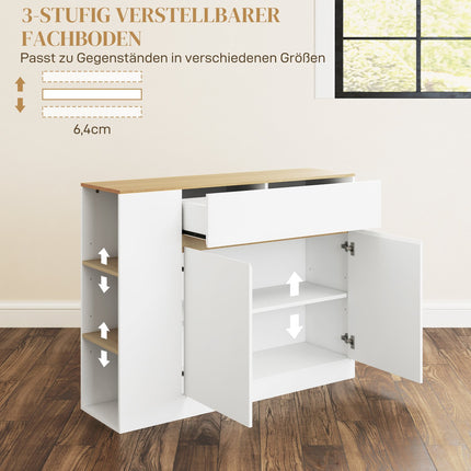 White kitchen cabinet with drawer and adjustable shelf