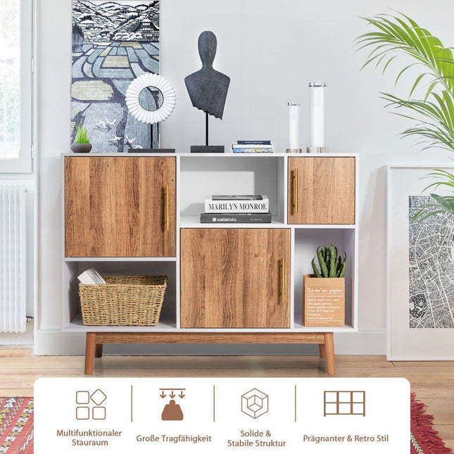 Sideboard standing shelf chest of drawers multi-purpose cupboard 95 x 31 x 76 cm white + coffee brown