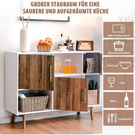 Sideboard standing shelf chest of drawers multi-purpose cupboard 95 x 31 x 76 cm white + coffee brown