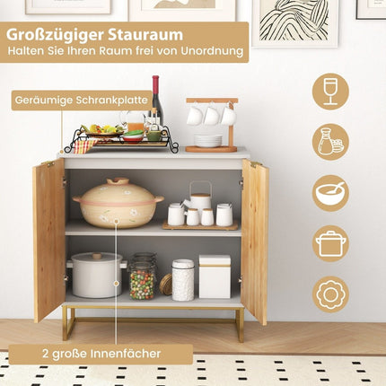 Sideboard with 2 doors, kitchen cabinet with shelf, buffet cabinet modern with metal legs, white 80 x 40 x 80 cm