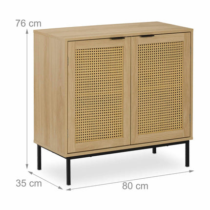 Sideboard with 2 rattan doors