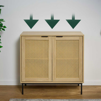 Sideboard with 2 rattan doors