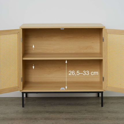 Sideboard with 2 rattan doors