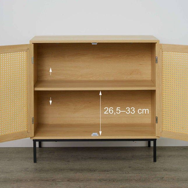 Sideboard with 2 rattan doors