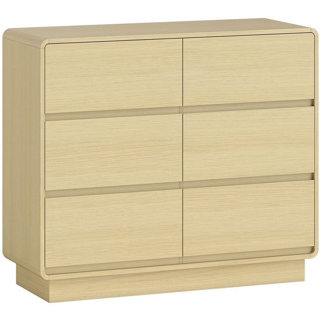Sideboard with 6 Drawers, 100 cm, Natural Wood Finish