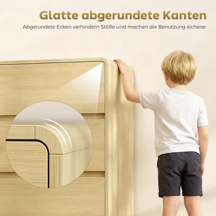 Sideboard with 6 Drawers, 100 cm, Natural Wood Finish