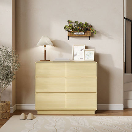 Sideboard with 6 Drawers, 100 cm, Natural Wood Finish