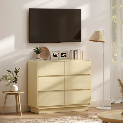 Sideboard with 6 Drawers, 100 cm, Natural Wood Finish