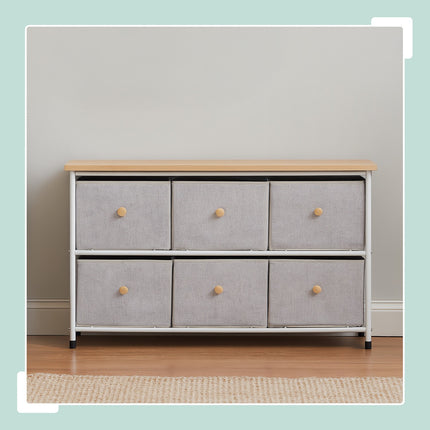 Sideboard with 6 Drawers – Metal Frame, Fabric Storage