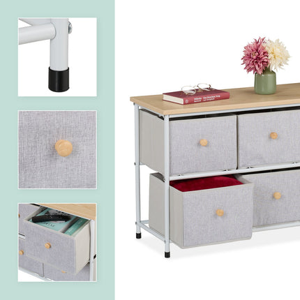 Sideboard with 6 Drawers – Metal Frame, Fabric Storage