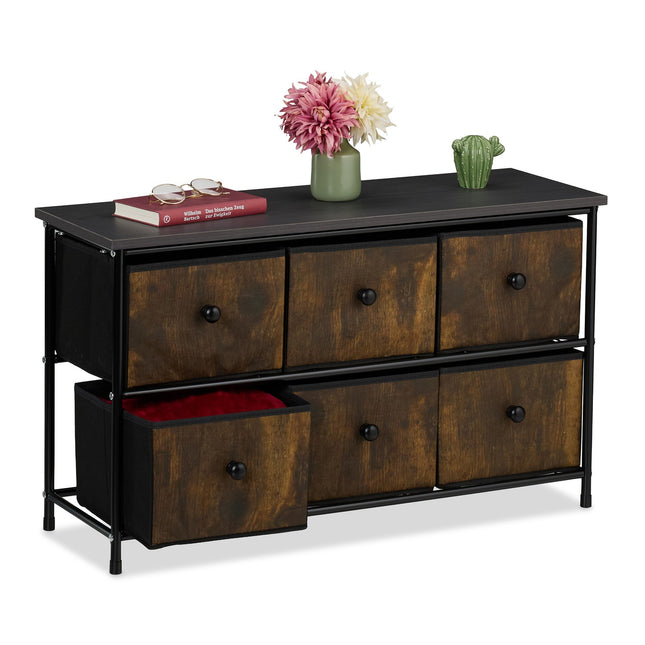 Sideboard with 6 Drawers – Metal Frame, Fabric Storage