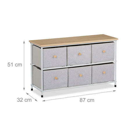 Sideboard with 6 Drawers – Metal Frame, Fabric Storage