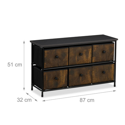 Sideboard with 6 Drawers – Metal Frame, Fabric Storage