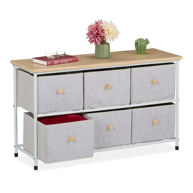 Sideboard with 6 Drawers – Metal Frame, Fabric Storage