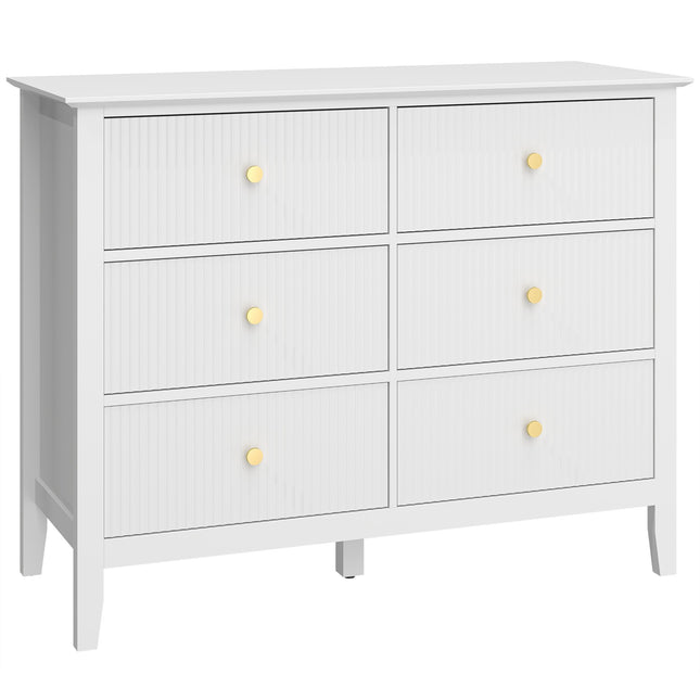Sideboard with 6 Drawers, White, 100 x 40 x 78 cm