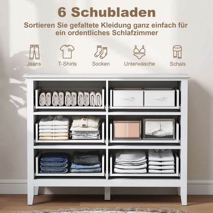 Sideboard with 6 Drawers, White, 100 x 40 x 78 cm