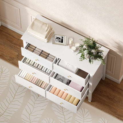 Sideboard with 6 Drawers, White, 100 x 40 x 78 cm