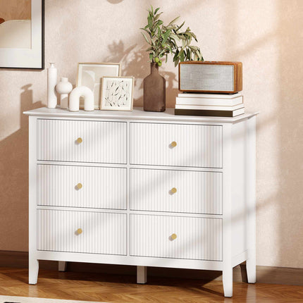 Sideboard with 6 Drawers, White, 100 x 40 x 78 cm