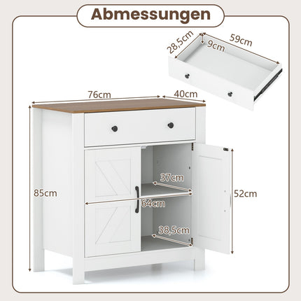 Sideboard with Adjustable Shelf, Drawer, and Doors