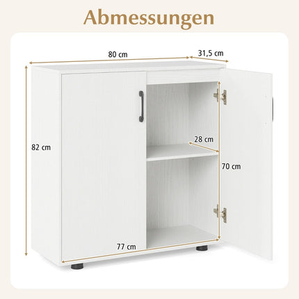 Sideboard with Adjustable Shelf, White Storage Cabinet