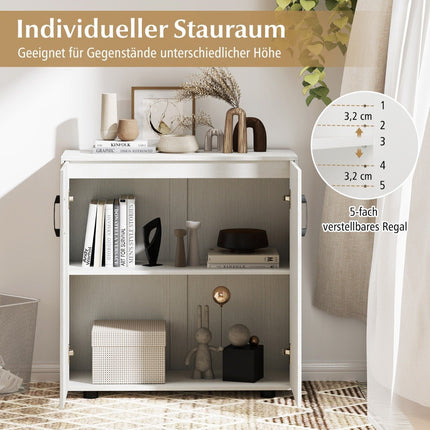 Sideboard with Adjustable Shelf, White Storage Cabinet