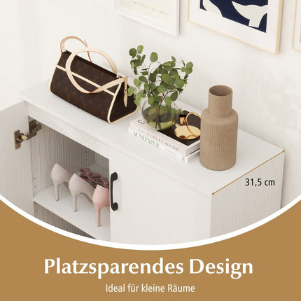 Sideboard with Adjustable Shelf, White Storage Cabinet