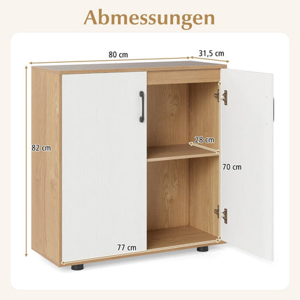 Sideboard with Adjustable Shelf and Doors, Natural Finish