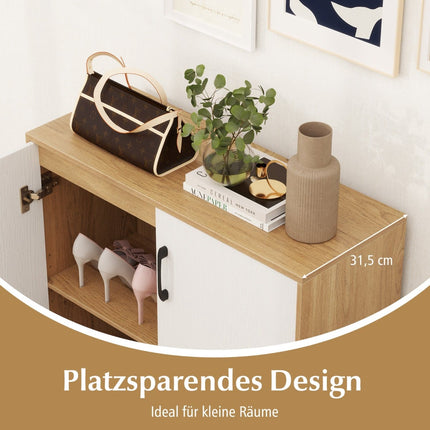Sideboard with Adjustable Shelf and Doors, Natural Finish