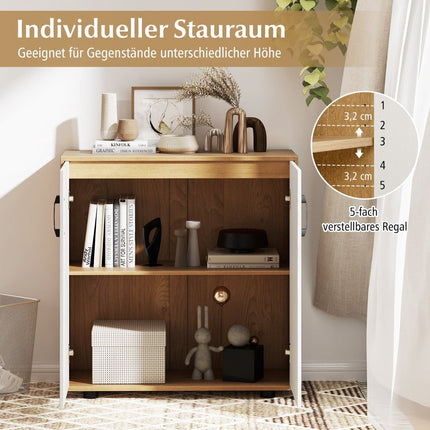 Sideboard with Adjustable Shelf and Doors, Natural Finish