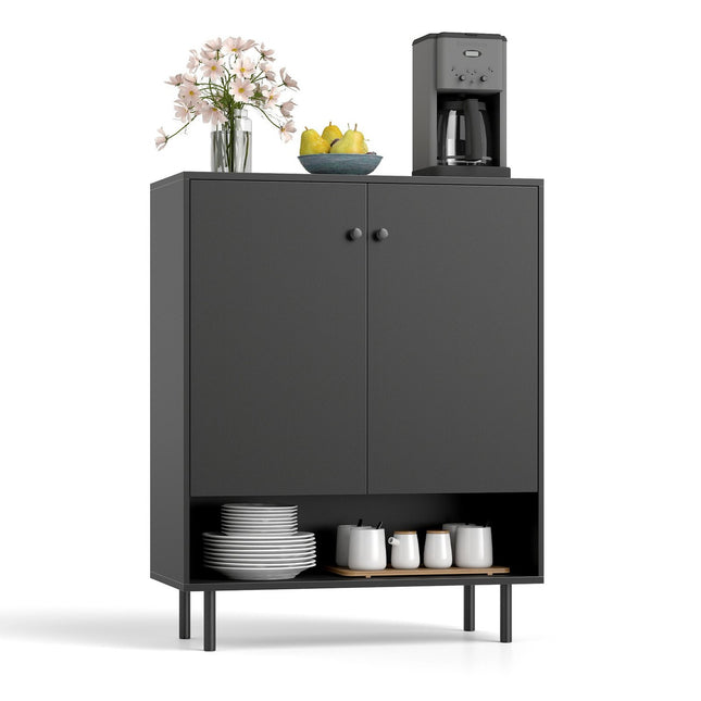 Sideboard with Adjustable Shelves, 2 Doors, 75x35x95 cm, Black