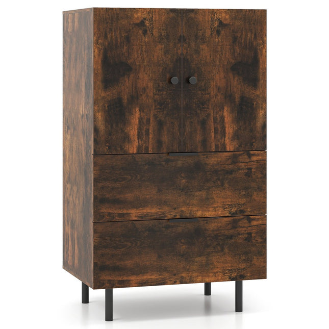 Sideboard with Metal Legs, Drawers & Doors, 60x41.5x102 cm