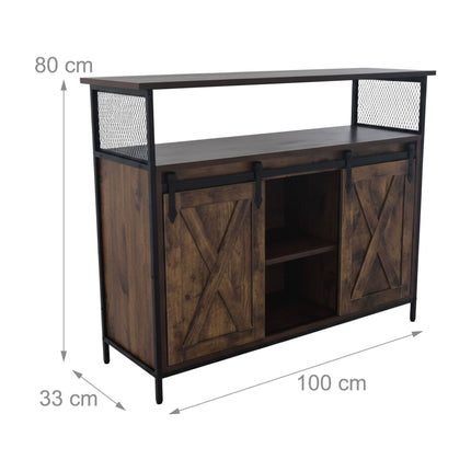 Sideboard with Sliding Barn Doors – Rustic Storage Cabinet